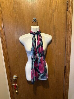 65 in vintage scarf bandana floral tulips blue pink
